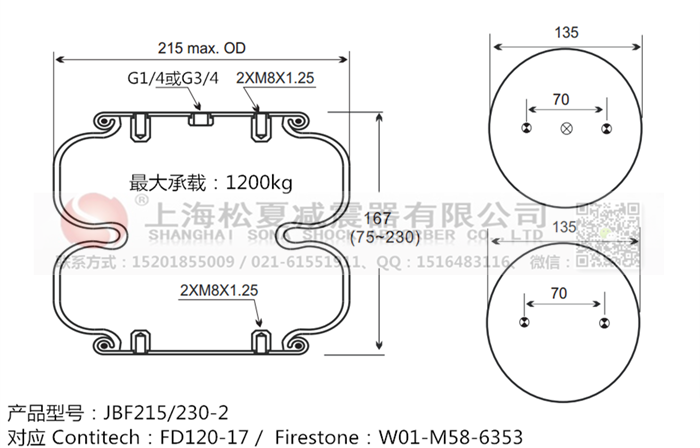JBF215/230-2橡膠<a href='http://www.ccdz2.cn/' target='_blank'><u>空氣彈簧</u></a>