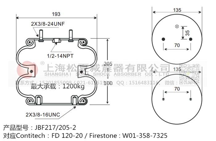 JBF217/205-2橡膠<a href='http://www.ccdz2.cn/' target='_blank'><u>空氣彈簧</u></a>
