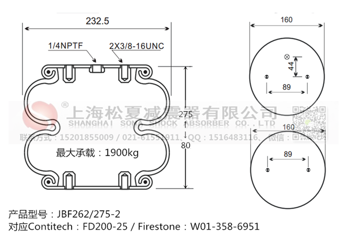 JBF262/275-2橡膠<a href='http://www.ccdz2.cn/' target='_blank'><u>空氣彈簧</u></a>