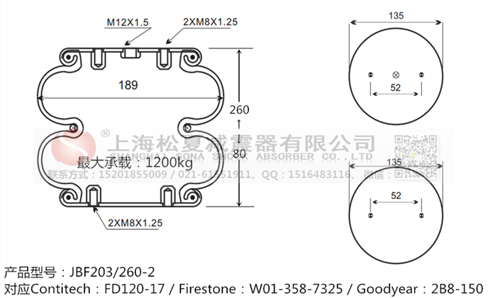 JBF203/260-2橡膠<a href='http://www.ccdz2.cn/' target='_blank'><u>空氣彈簧</u></a>