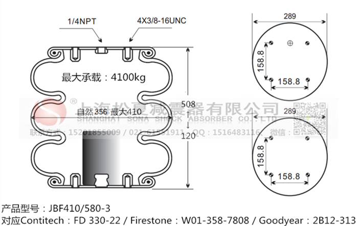 JBF410/580-3橡膠<a href='http://www.ccdz2.cn/' target='_blank'><u>空氣彈簧</u></a>